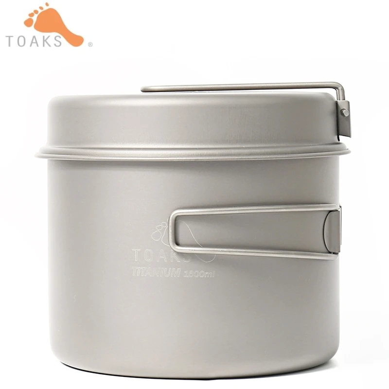 

TOAKS Titamium Cookware Sets Ultralight Portable Outdoor Camping Titanium Pot & Pan Anti-corrosion Cooking Pot Fry Pan CKW-1600