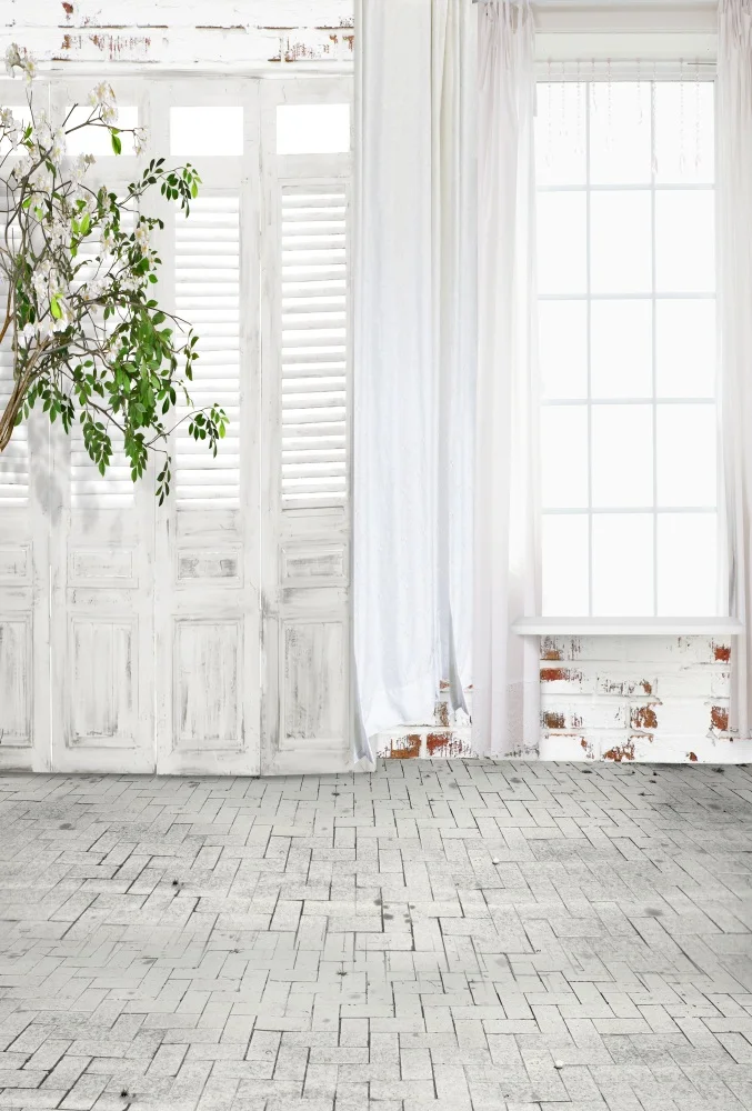 

Laeacco Bright Window Wooden Door Yard Photography Backgrounds Vinyl Customizable Photography Backdrops Props For Photo Studio