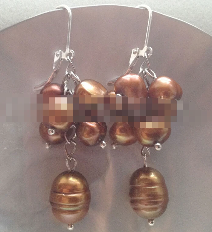 

free shipping 00263 coffee baroque freshwater pearl earring