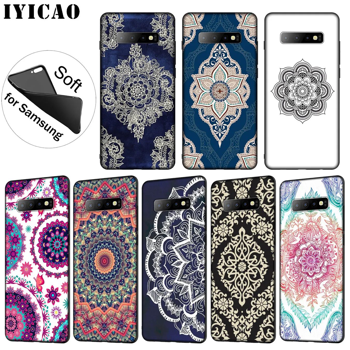 IYICAO Blue totem mandala flower Soft Silicone Phone Case for Samsung Galaxy S20 Ultra S10 Lite S9 S8 Plus S6 S7 Edge S10e Cover |