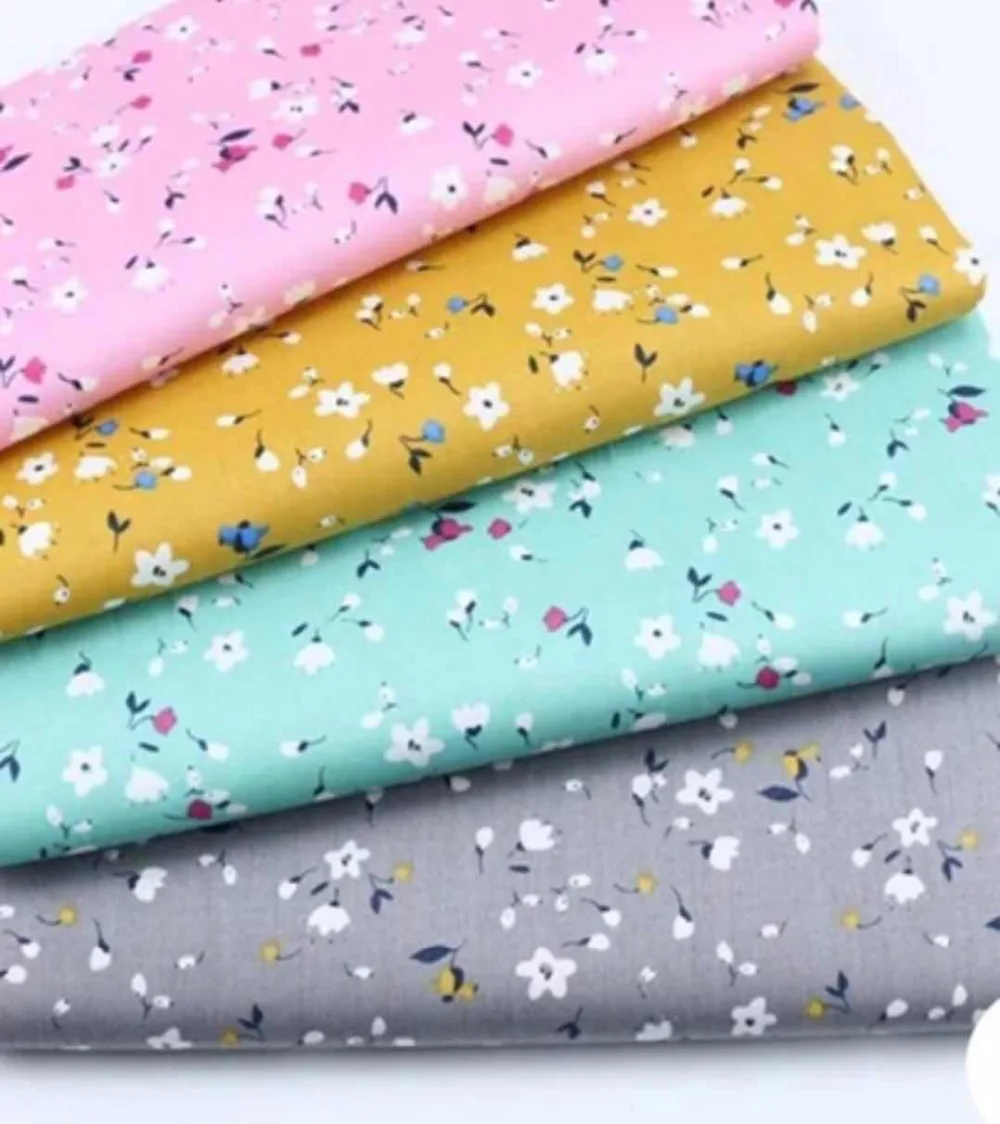 10 м потертый шик 100% хлопок горчица Aqua розовый серый небольшой Florals набивные ткани