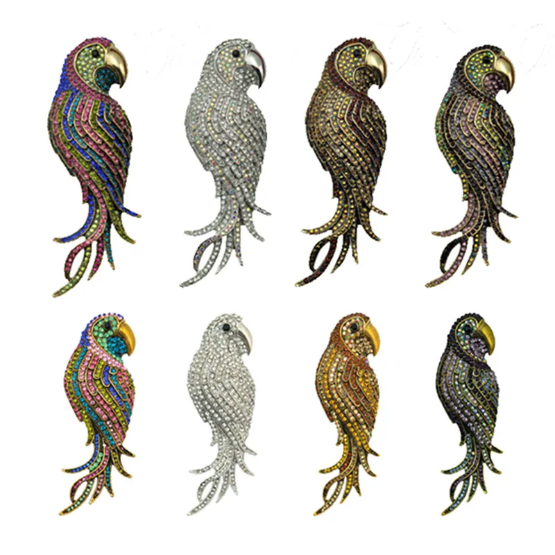 

Deshow 4 Colors Optional Stunning Crystal Rhinestone Parrot Brooch Pin Animal Fashion Jewelry 2018