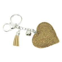 Fashion Car Full Rhinestone Heart Key Chain Gold Silver Chain Keychain Bag Car Hanging Pendant Jewelry Hot 2018 New new fashion women heart rhinestone keychain pendant car key chain ring holder jewelry exquisite gifts m23
