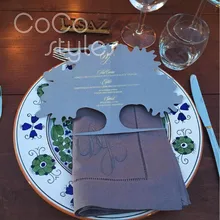 Cocostyles пользовательские сад дерево лазерной резки меню карты с Золотая фольга печать для леса Свадебная вечеринка карты