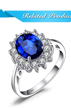 JewPalace Princess Diana Created Sapphire Ring 925 Sterling Silver Rings for Women Engagement Ring Silver 925 Gemstones Jewelry
