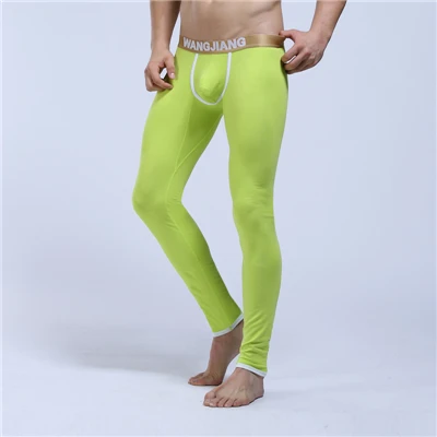 Новые мужские мягкие длинные мужские кальсоны термобелье гей хлопок теплая одежда для сна Нижнее белье под брюки Высокое качество Мужские удобные пижамы WJ - Цвет: Green