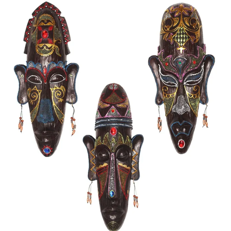

Retro Wall Hanging Decoration African Masks Wall Decor Miniature Figurines Resin Craft Home Decor Art Sculpture Gift R1072