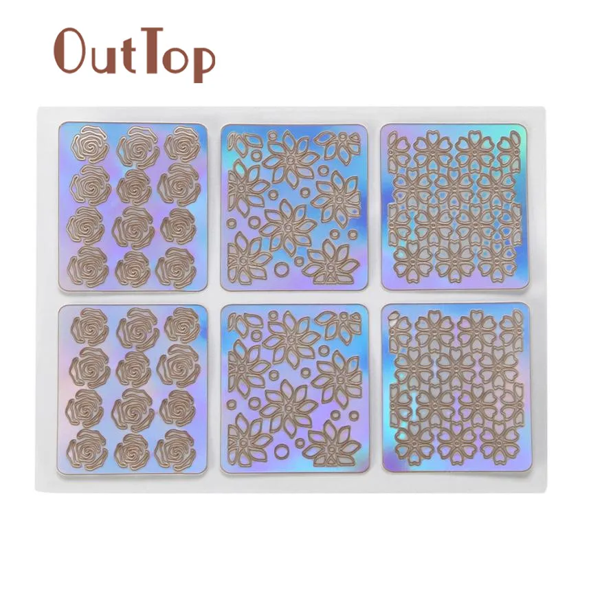 Hollow 6 Sheets New Nail Irregular Grid Stencil Reusable Manicure