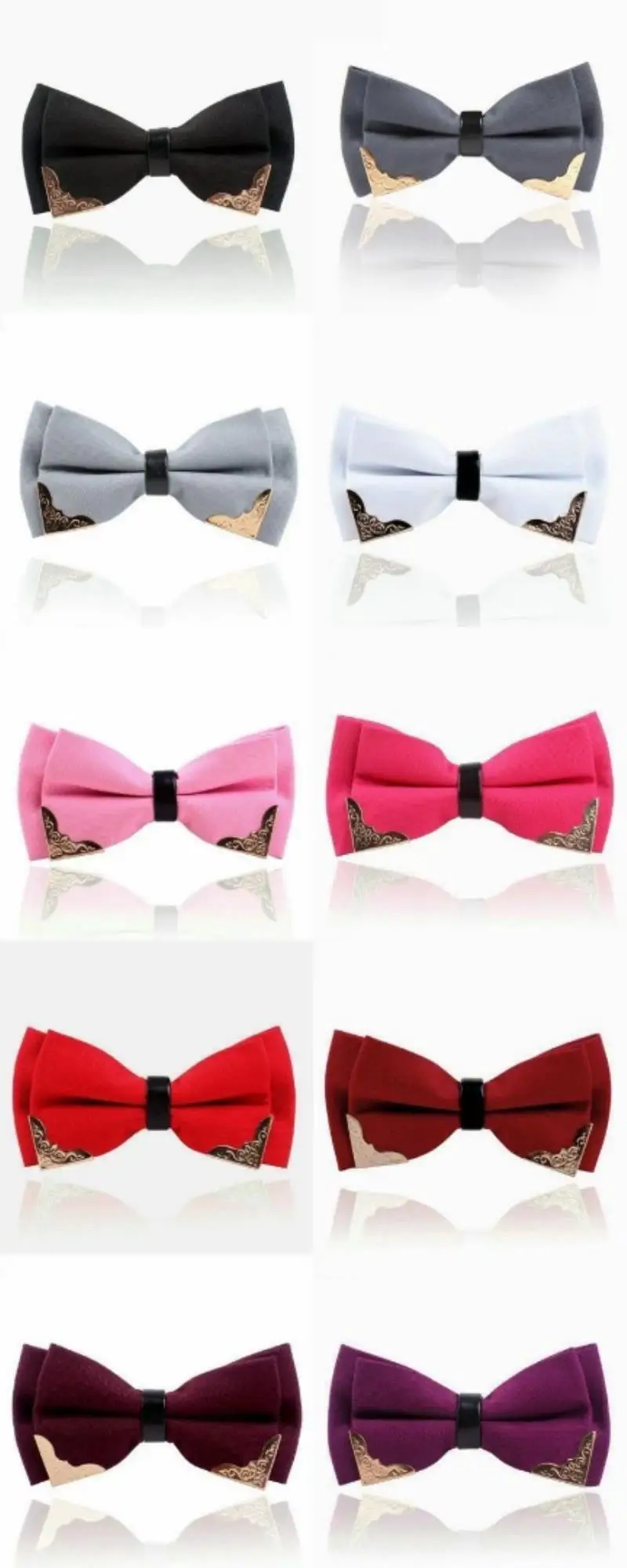 New Men's Metal Corner Stripe Bow Wedding Party Groomsmen Double Stripe Bow Tie