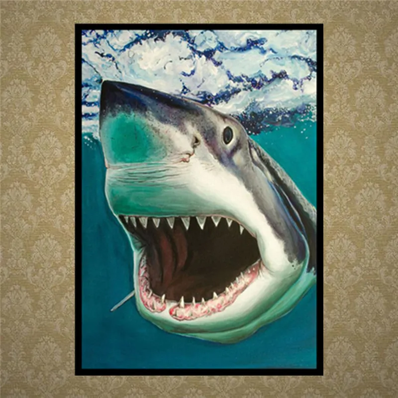 

Diamond Cross Stitch / Full Round Diamond Embroidered Animal Shark Mosaic Sticker Home