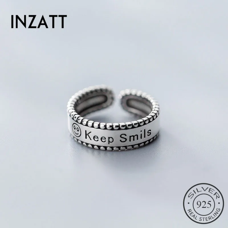 

INZATT Real 925% Sterling Silver Minimalist Mood Ring For Fashion Women Party Vintage Smiley Face Fine Jewelry Accessories 2019