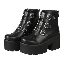 B2-7, размер 33-46, женские ботильоны в стиле панк женские модные ботинки размера плюс женские удобные модельные туфли на платформе женская обувь на танкетке
