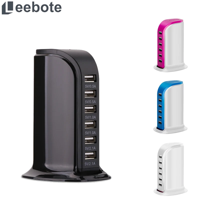 

Leebote 6-Port USB Charging Station Multiple Power Socket Smart Phone USB Charger for iPhone Samsung Xiaomi Desktop Charger