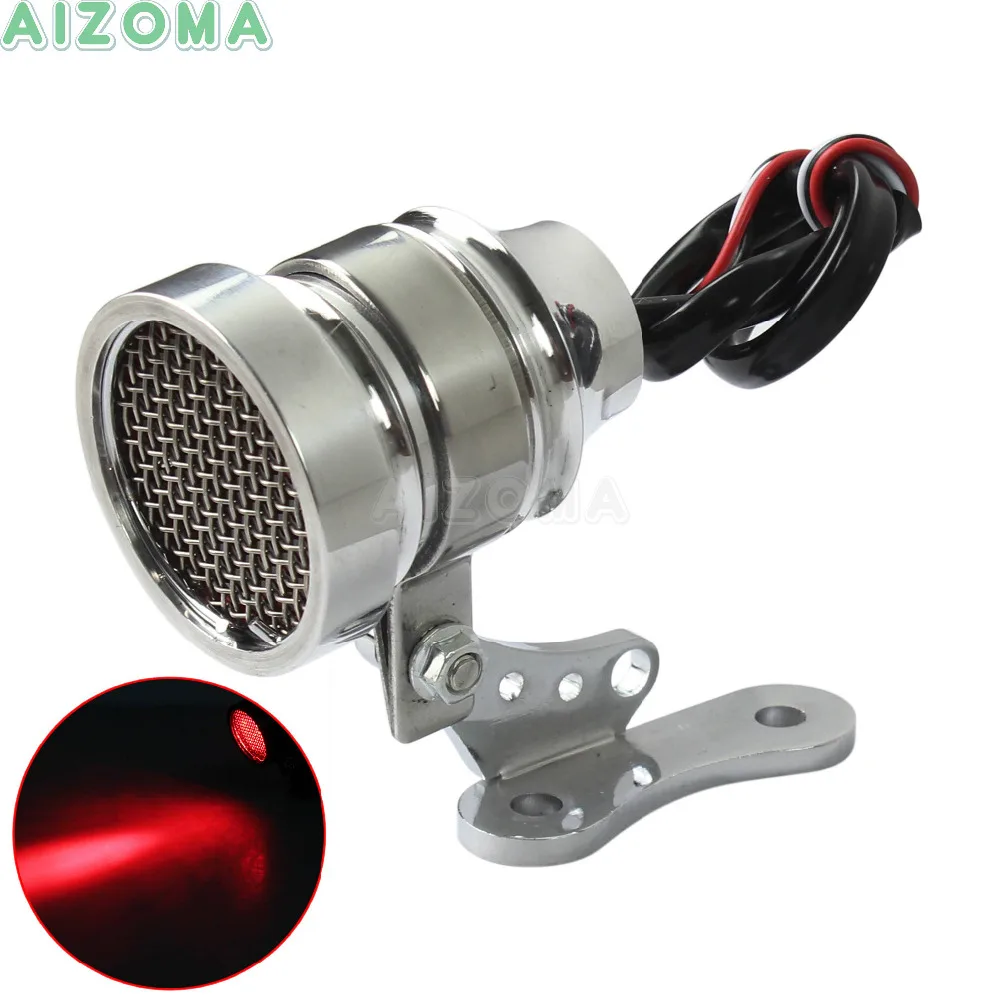 

Polish Cafe Racer Brake Light LED 12V Mesh Grill Gurad Taillight Fender Mount Bracket For Harley Suzuki Chopper Bobber Universal