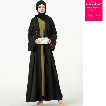 

S-5XL Plus size Adult Casual lace Robe Musulmane Dubai Fashion Muslim Dress lace Robes Arab Worship Service Wj1575 with belt