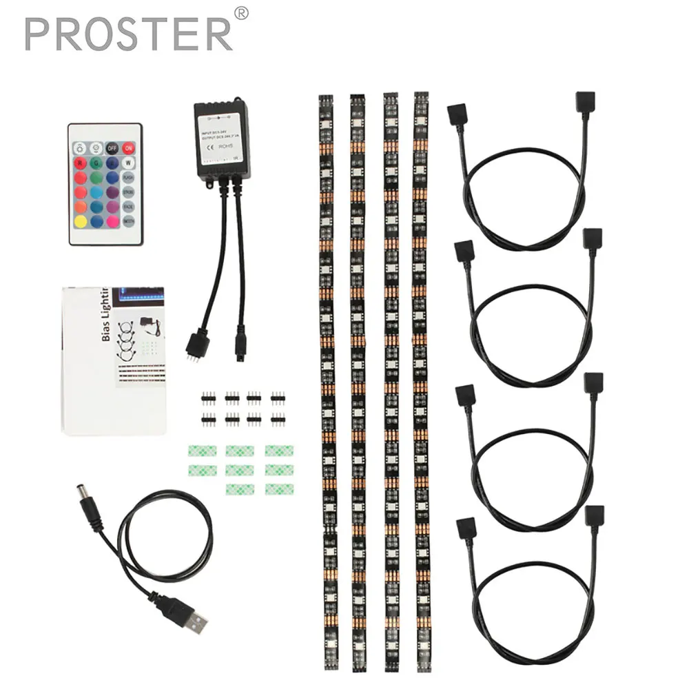 

Proster 4 x 40cm USB Powered LED Strip RGB IP65 Waterproof Christmas desk Decor lamp tape Led Ribbon For TV Background Lighting