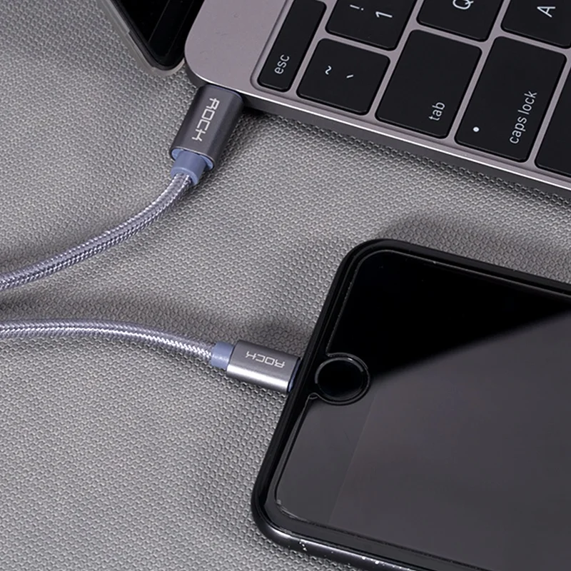 Рок Металл Тип usb C для iphone кабель USB 2 0 Apple синхронизации Дата зарядки X 8 7 plus|Кабели