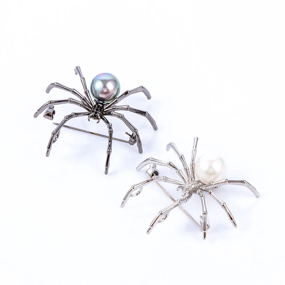 

Popular Personality Design Unisex Insect Spider Artificial Pearl Brooch Pins Coat Dress Scarf Wedding Vintage Broochs Jewelry