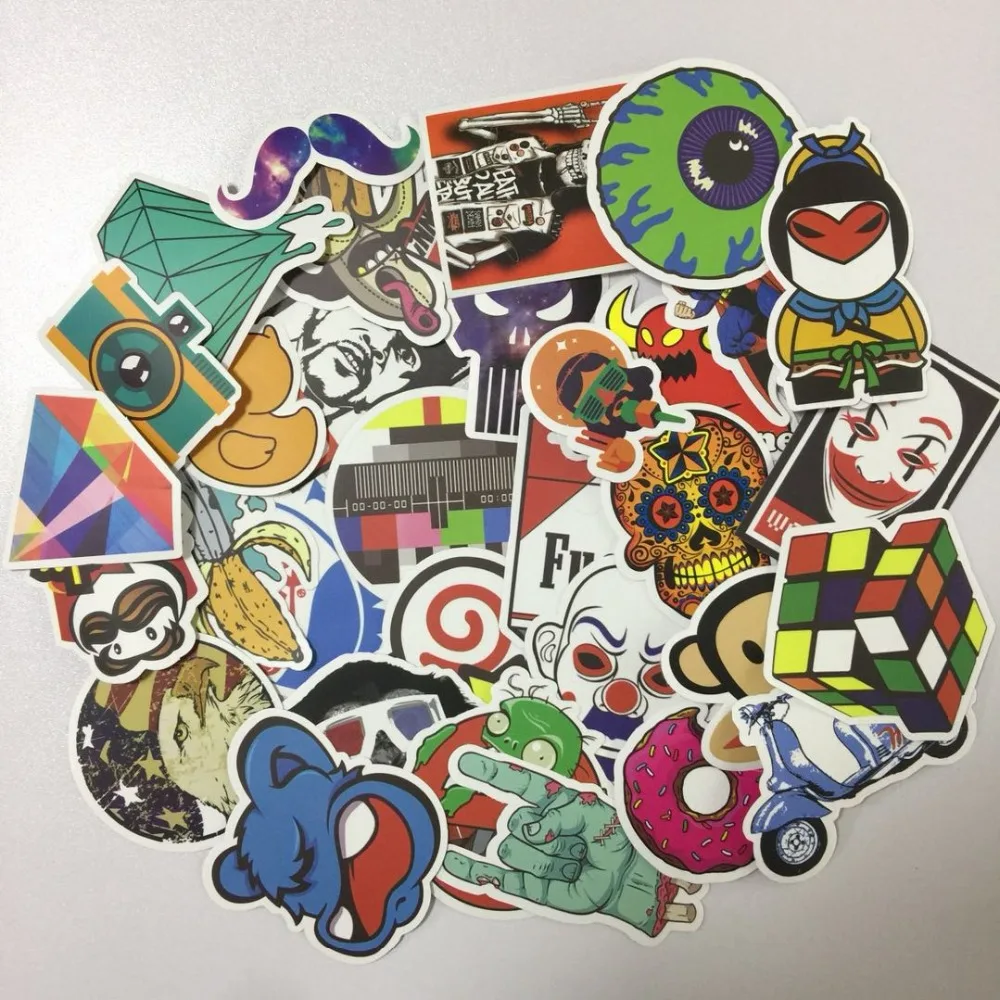 

50Pcs/Lot Pvc Pattern Waterproof Title personality Stickers For Laptop Motorcycle Skateboard Luggage Guitar Decal Toy Sticker