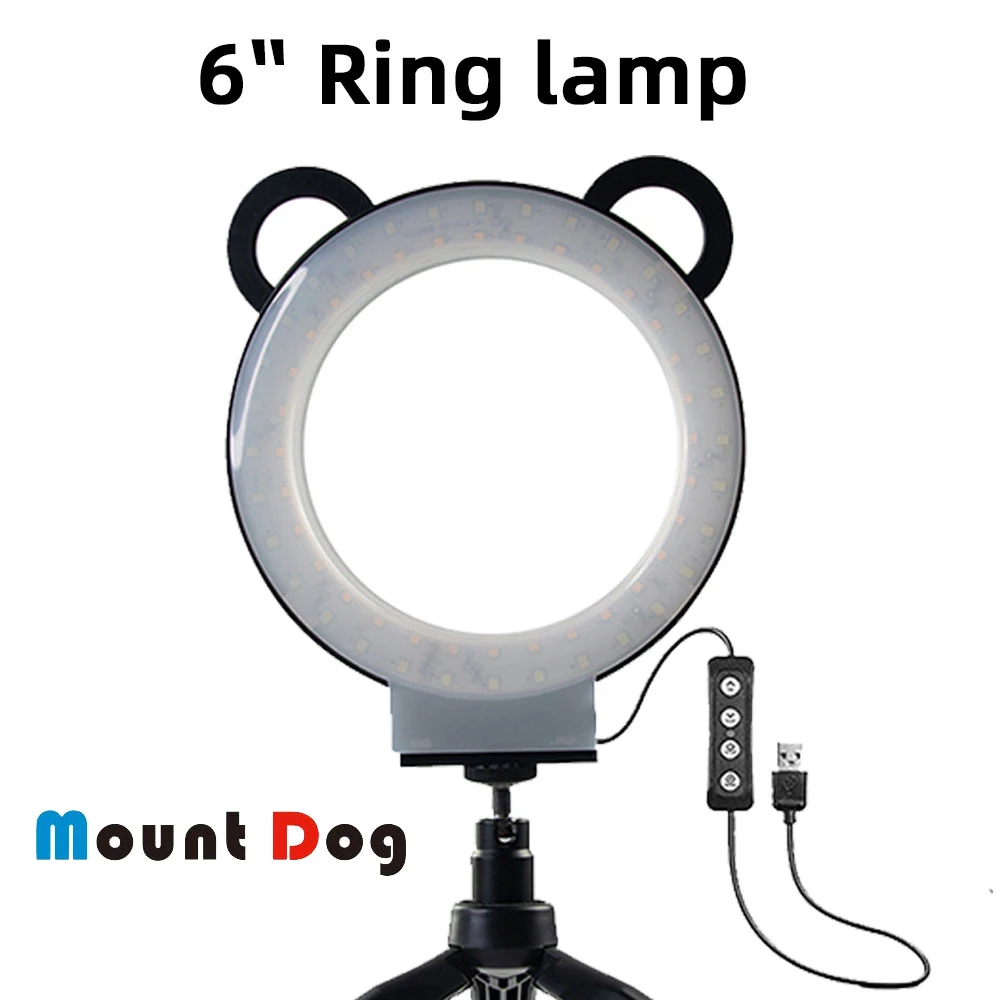 

MountDog Ring Light Photography Dimmable LED Selfie Youtbe Video Live 3500-5500k Photo Studio Light With Phone Holder USB Plug