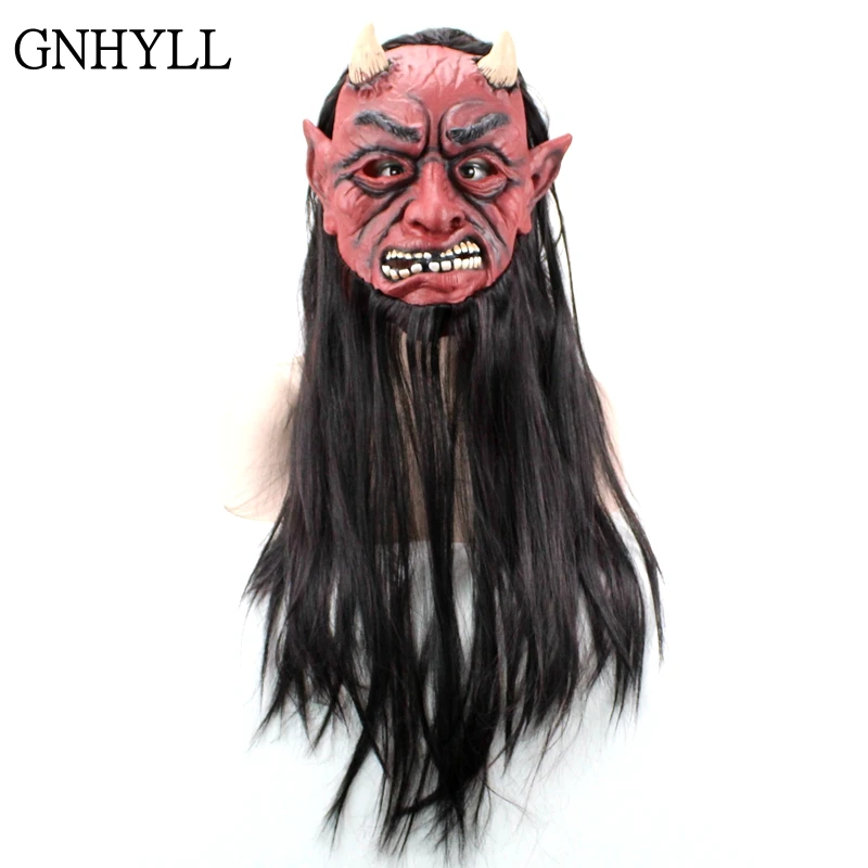 

GNHYLL Blush Long Hair Vampire Mask Full Face Latex Adults Masks Hat For Masquerade Halloween Costume Bar Realistic cosplay