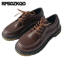 Китайская Зимняя коллекция года; винтажные женские туфли-оксфорды; обувь на плоской нескользящей подошве; дизайнерская обувь коричневого цвета с круглым носком; Черная японская школьная обувь на шнуровке для женщин