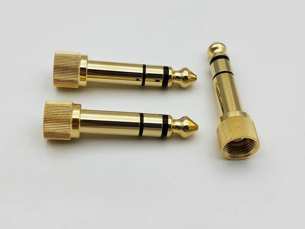 50pcs Adapter Gold 1 4 6 35mm to 3 5mm plug Stereo Audio Headphone screw