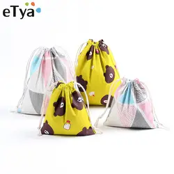 ETya Милая косметичка с рисунком из мультфильма Портативный дорожная сумка для хранения на шнурке пакеты для упаковки мыть мешки
