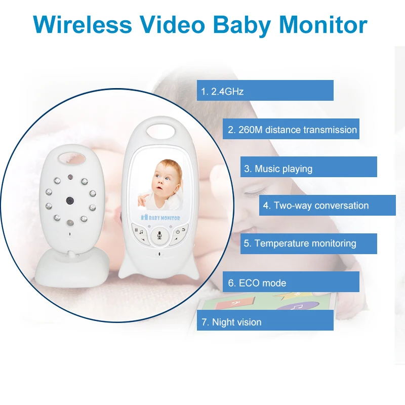  wireless video baby monitor with 8 lullaby 2.0 inch color security camera 2 way talk nightvision ir