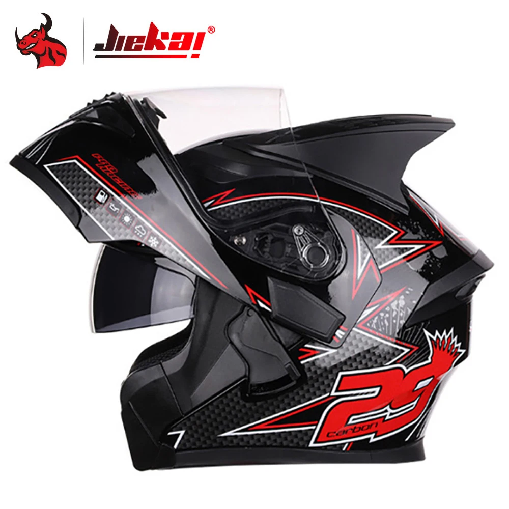 

JIEKAI Motorcycle Helmet Men Moto Helmet With Sun Visor Inside Moto Equipment Double Lens Racing Cascos Helmets DOT