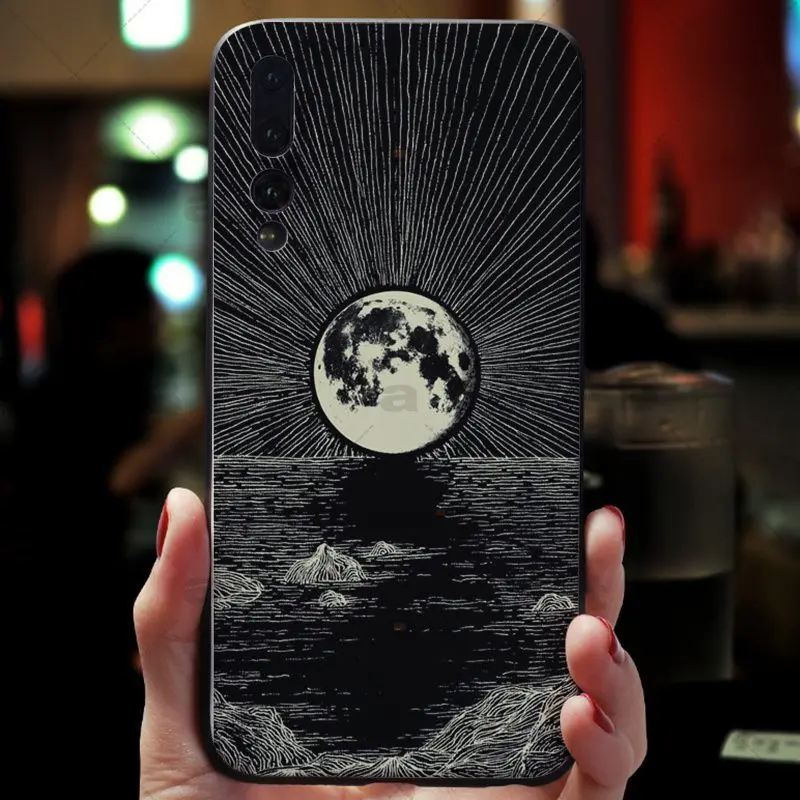 sky Space planet Black and white sun Moon stars