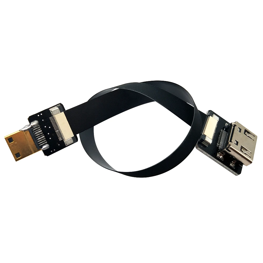 Danspeed fpv hdmi نوع الأنثى إلى ميني hdmi ذكر hdtv fpc شقة كابل للتصوير 20 سنتيمتر