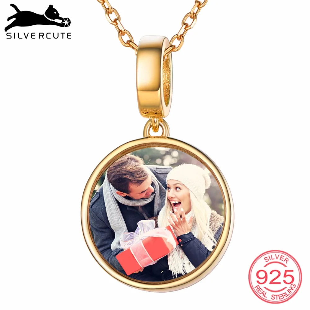 

SILVERCUTE 925 Sterling Silver Custom Photo Engraved Pendant Forever Love Women Necklaces Jewelry Valentine's Day Gift SCIP6497