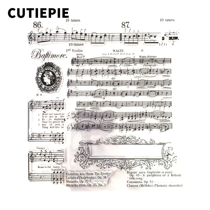 

Musical Note Transparent Clear Stamps for Scrapbooking DIY Silicone Seals Card Making/Photo Album Plastic Embossing Folder