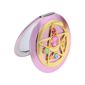 

Mini Makeup Mirror Portable Crystal Star Makeup Mirror Foldable Double Mirror Cosmetics Tools Round Mirror Cartoon Anime Gift