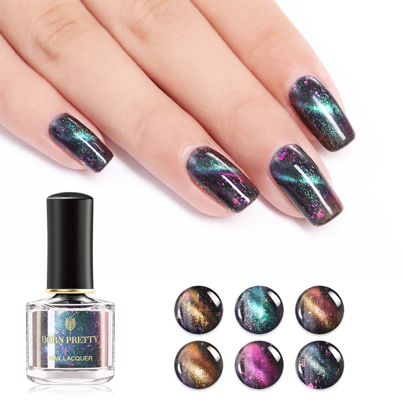

BORN PRETTY 6ml Chameleon Nail Polish 3D Cat Eye Effect Glitter Sequins Soak Off Nail Polish Magnetic Nail Lacquer DIY Manicure