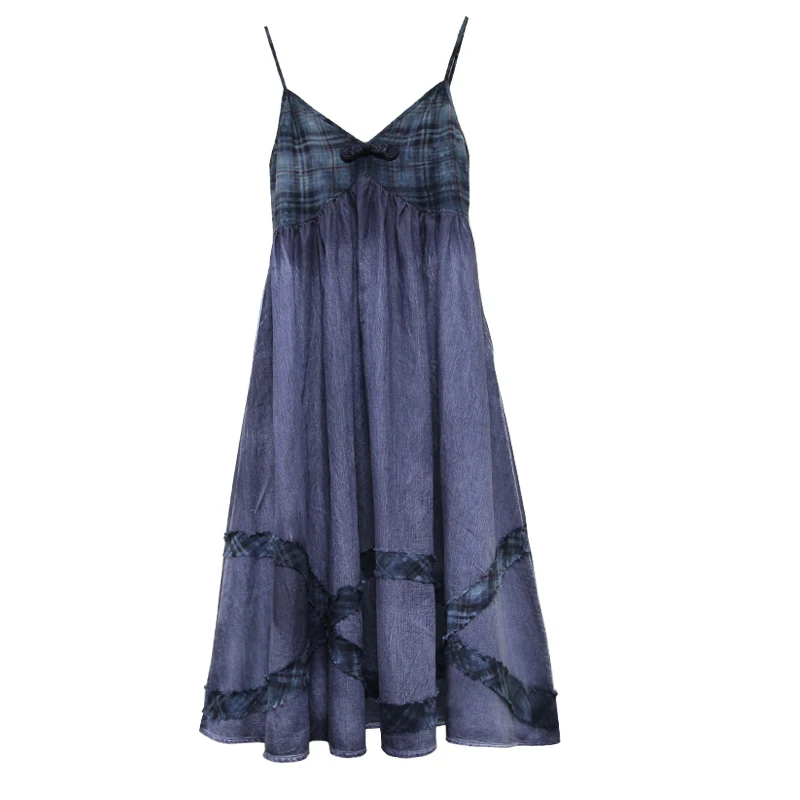 Для женщин платье из джинсовой ткани 2018 Кир Осень Новый Boho хлопок v образным