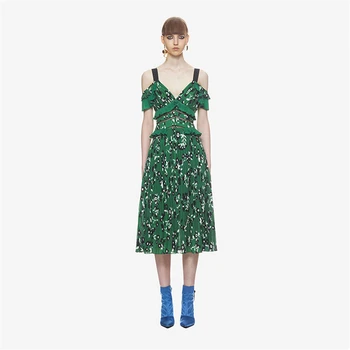 

2019 Dress Sexy Celebrity Backless Print Spaghetti Strap Women Short Ruffles V Neck Night Club Bandage Body con DressesWholesale