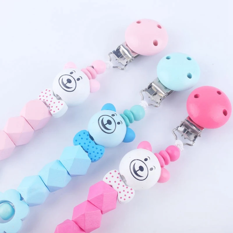 

Baby Teether Pacifier Clip Chain Wooden Holder Chupetas Soother Pacifier Clips Leash Strap Nipple Holder For Infant Baby Feeding