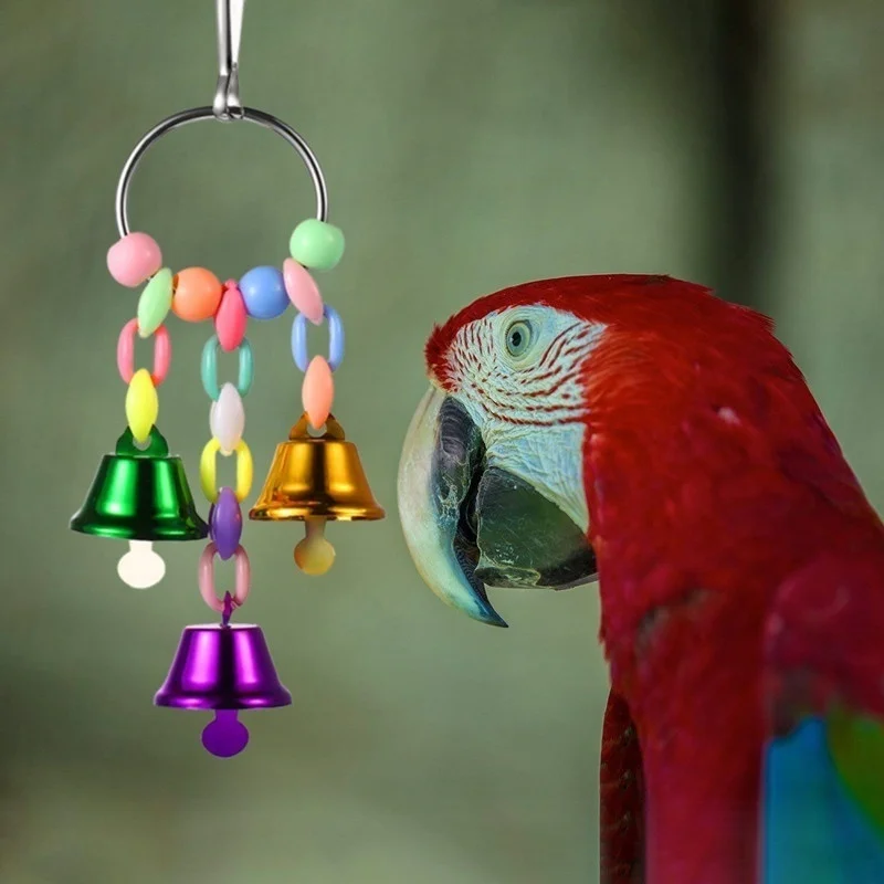 5 шт./компл. качели для попугая колокольчики Подвеска из нержавеющей стали мост деревянные жевательные кусачки игрушка для длиннохвостый попугай Австралийский попугай игрушки