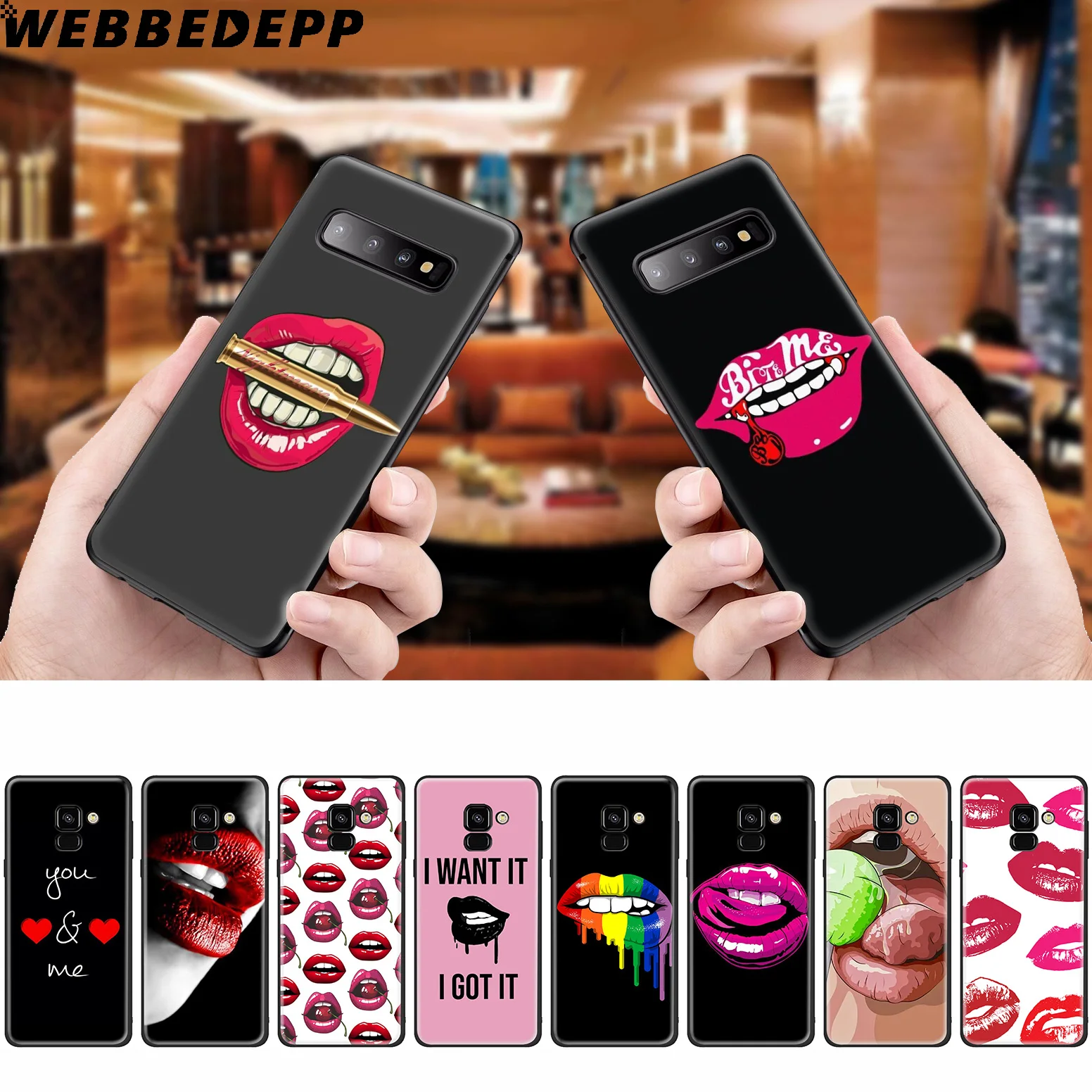 WEBBEDEPP Red Sexy Lips girl Silicone Case for Samsung Galaxy A3 A5 A6 A7 A8 A9 A10 A20 A30 A40 A50 A70 M10 M20 M30 |