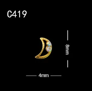 10 шт./лот дизайн ногтей Золотой Серебряный милый Звезда Луна серии украшения Сплав Шарм с жемчугом Стразы - Цвет: C419