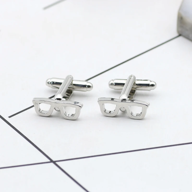 Luxury-Glasses-Tie-Clips-Cufflinks-For-Mens-High-Quality-Silver-Spectacles-Men-French-Shirt-Cuff-Link (2)