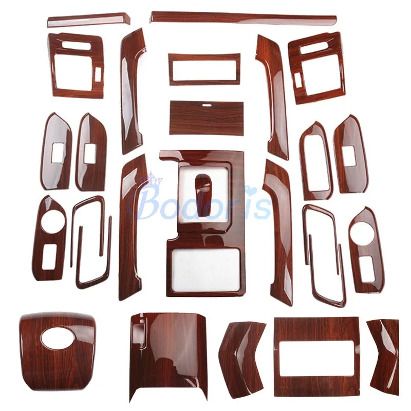 

27pcs For Toyota Land Cruiser 150 Prado LC150 FJ150 2010-2017 Interior Wooden Color Trim Package Chrome Car Styling Accessories