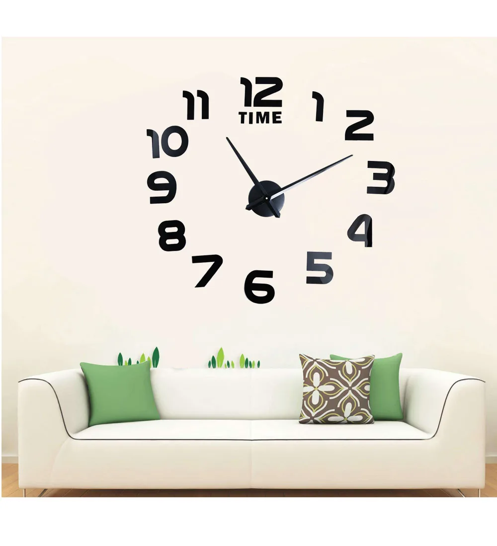 Large DIY Wall Clock 3D Mirror Effect Stickers Home Decoration