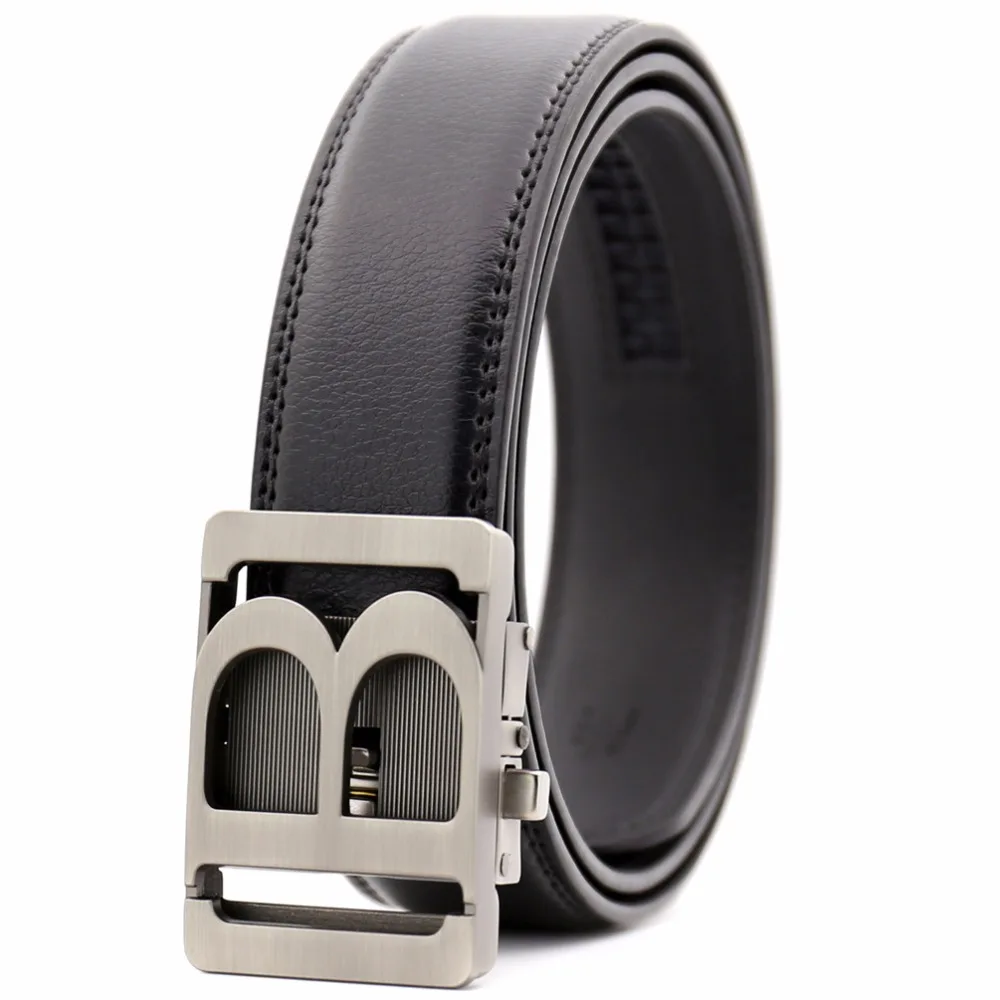 

KAWEIDA Fashion Famous Designer Belts for Men 2018 Hollow B Metal Automatic Buckle Letter Belt Cow Genuine Leather Belt for Male
