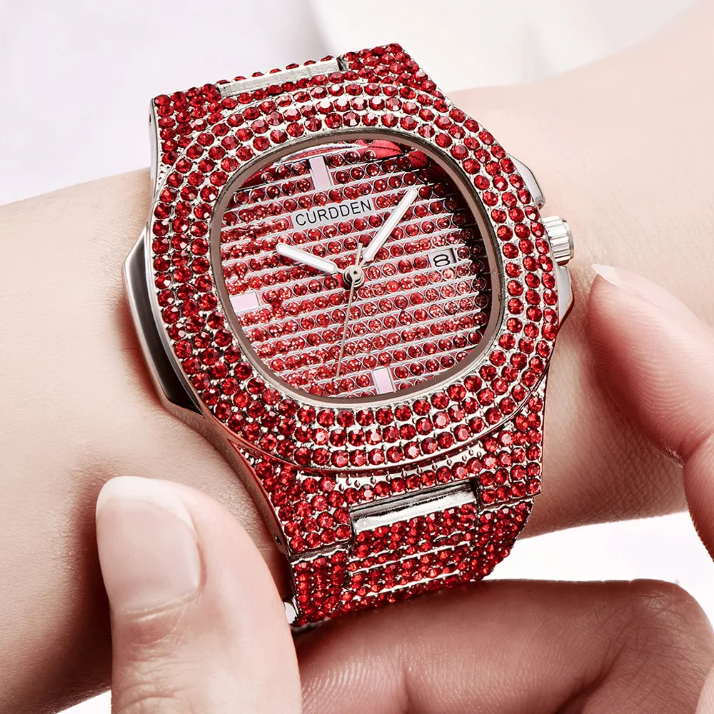 bling diamonds watches for unisex fashion women watch men business stainless steel clock hours free shipping (10)