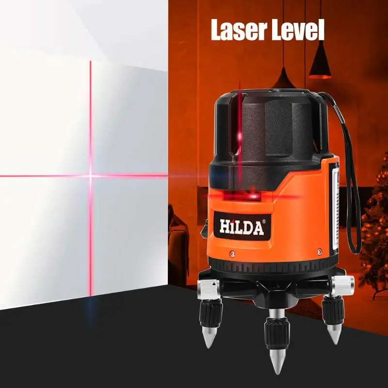 

High Precision 5-lines 3D Red Beam Laser Level Meter Leveller Instrument Horizontal&Vertical 360 Degree Adjustment Higher