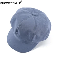 SHOWERSMILE, женские шляпы Newsboy, летние синие шляпы художника, Хлопковая женская восьмиугольная плоская кепка, Повседневная Ретро Кепка для девушек, таксистов плюща