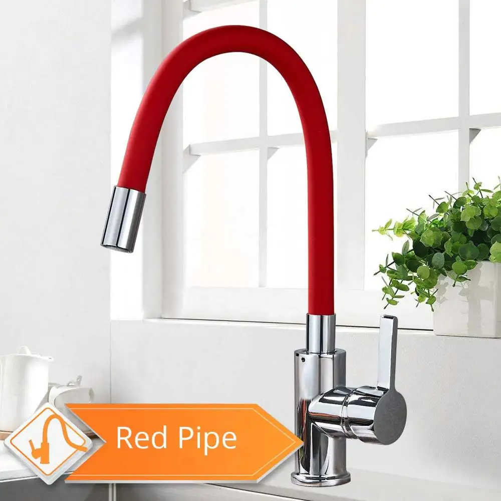 Green Black Pipe Kitchen Faucets Hot And Cold Water Faucets Chrome Basin Sink Tap Mixers Kitchen Faucet Deck Mounted - Цвет: Red Pipe